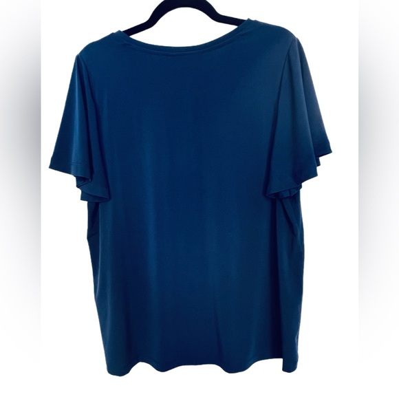 NWT Lane Bryant Flutter Sleeve Keyhole Top, Size 10/12, Marine Blue - Picture 5 of 7